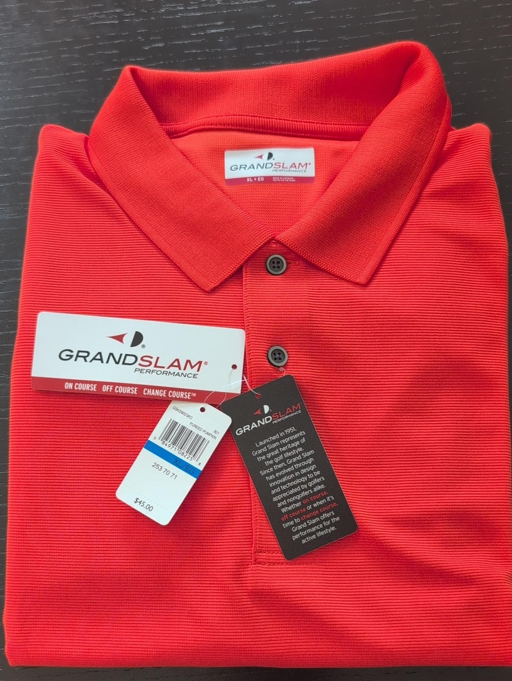 Grand Slam Men's Bright Orange Performance Polo